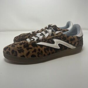 Madden Girl Giia Leopard Print Sneakers Women's Size 10 Lace Up, Gum Sole
